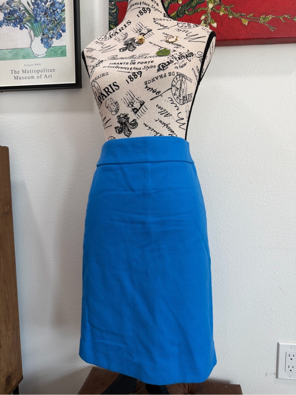 J. Crew Bright Blue High-Waist Pencil Skirt